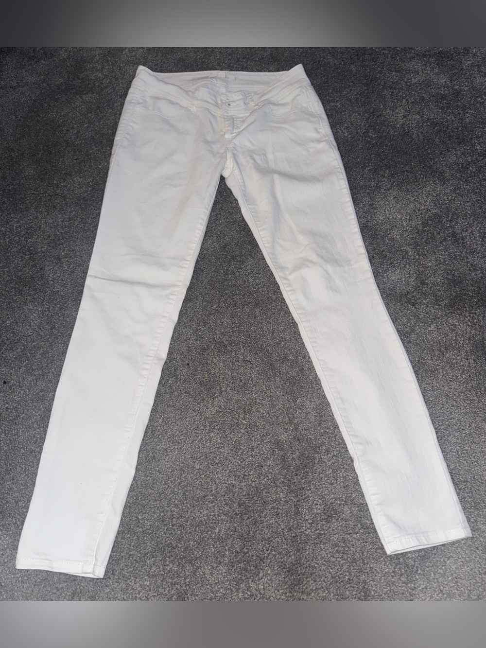 21 DENIM Women’s White Denim Skinny Jeans, Slim Fit, 5-Pocket, Size 28